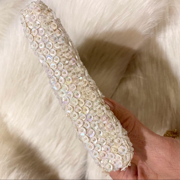 *SOLD* Exquisite Vintage Ivory Beaded Purse Evening Bag - Picture 3 of 8